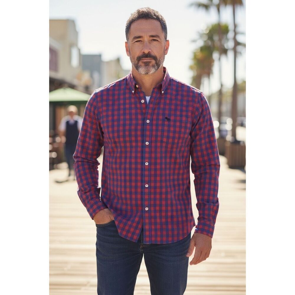 Abercrombie and Fitch Plaid Long Sleeve Muscle‎ Button Down Shirt Large